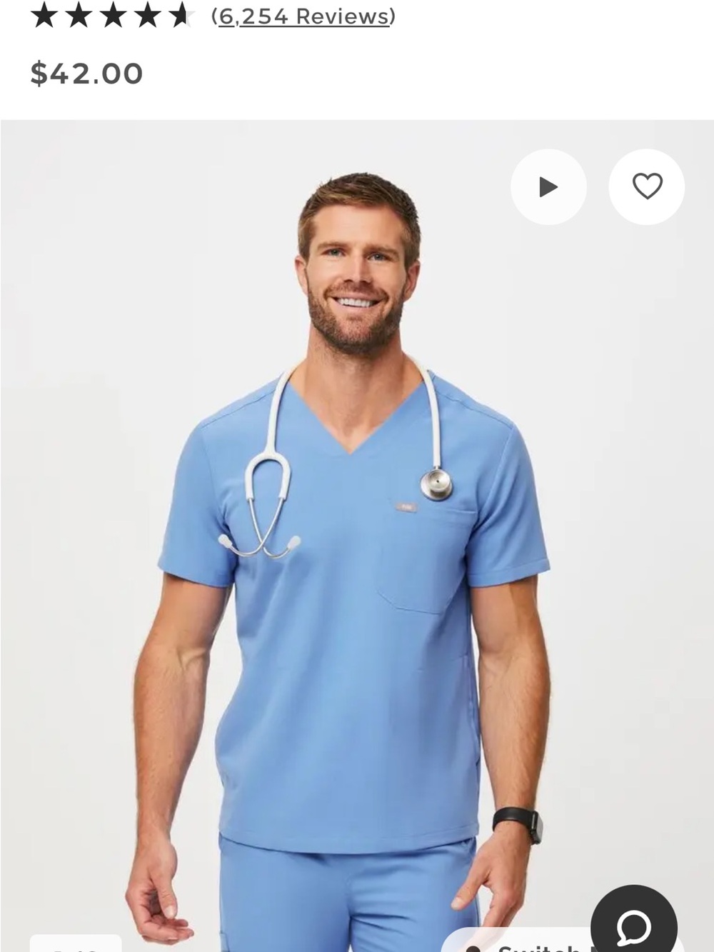 Figs Men Chisec Three-Pocket Scrub Top Ceil blue